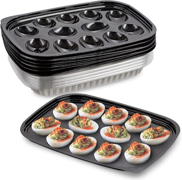 MT Products Clear Plastic Deviled Egg Containers with Lid 10.2" x 7.4" x 1" - Deviled Egg Platter fits 12 Egg Halves - Pack of 12