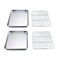 TeamFar 9'' x 7'' x 1'' Toaster Oven Pan with Rack Set of 4, Stainless Steel Compact Toaster Ovenware Pan with Cooling Rack, Healthy &amp; Heavy Duty, Easy Clean &amp; Dishwasher Safe, (2 Pans + 2 Racks)