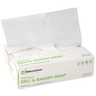 Restaurantware RW Base 10.75 x 8 Inch Plastic Deli Sheets 1000 Interfolded Butcher Plastic Wraps - Pre-Cut Disposable Clear Plastic Sandwich Wrap Sheets Microwavable Freezable