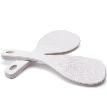 Vonty 2pcs Plastic Non Stick Rice Paddle Spoon Rice Spatula 7.4 Inch, White B