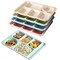 4Pcs Unbreakable Divided Plate,14inch Reusable Plastic Lunch Trays With 6 Compartments,Large Portion Control Plate Serving Meal Plate for Adults,Microwave &amp; Dishwasher Safe For Daily Use,4Colors