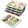 4Pcs Unbreakable Divided Plate,14inch Reusable Plastic Lunch Trays With 6 Compartments,Large Portion Control Plate Serving Meal Plate for Adults,Microwave &amp; Dishwasher Safe For Daily Use,4Colors