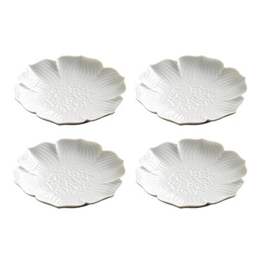 Gaolinci Zen Ceramic Plate, 4 Inches Lotus Shaped Appetizer Plates, Dessert Plate, Nut Plate (Set of 4)