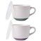AmorArc Ceramic Soup Mugs with Lid, 32 oz Large Soup Cups with Hanlde for Coffee, Cereal, Salad, Noodles, Tea, Soup Bowls Cups, Microwave&amp;Dishwasher Safe, Set of 2 (Purple &amp; Green, 32oz - Set of 2)