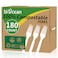 Biocean 100% Compostable Forks 180 Count Disposable Forks Utensils Set Heavy Duty Fork Silverware Eco Friendly Flatware for Party Camping Picnics Wedding-Ivory White