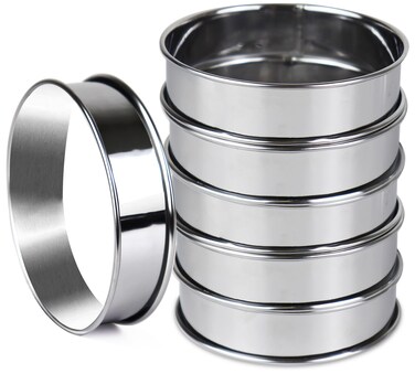 AIDOIT 6pcs English Muffin Rings, 4 Inch Double Rolled Stainless Steel Crumpet Rings Tart Rings Cookie Rings Cake Rings Pastry Baking Rings Molds for Muffin Crumpet Fry Eggs