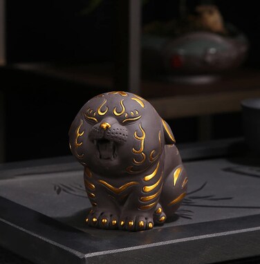 Hoobar Tea Pet Zisha Kung Fu Tea Accessories Cute Tiger Ceramic Decoration Ornaments for Tea Fans Tiger