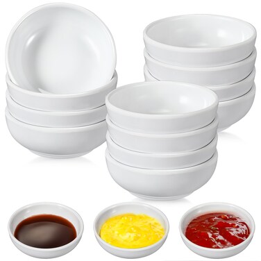 Ninehaoou 12 Pcs Dip Bowls Set 1.7oz Sauce Dipping Bowls Soy Sauce Dishes Bowls Small Round Bowls for Dipping Tomato Sauce, Soy, BBQ and Other Party Supplies(White)