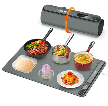 iTRUSOU Electric Warming Tray - Full Surface Heating,Rollable &amp; Portable,Premium Silicone Nano-Material,3 Temperature Settings,Auto Shut-Off -Versatile Food Warmer for Gatherings,Parties,Everyday Use