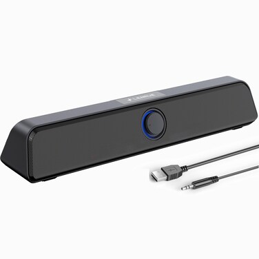 LENRUE Computer Speaker, 10W PC Speaker for Desktop/Laptop,Sound bar Desktop Speaker with Clear Sound,USB Powered and 3.5 AUX-in,Plug-N-Play (Black)
