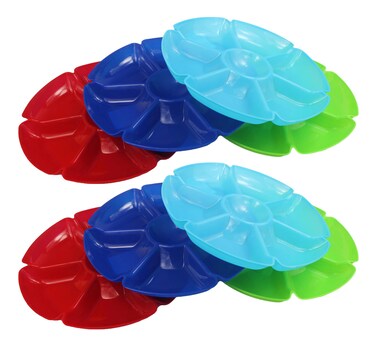 8 Black Duck Chip N Dip Hard Plastic 12-Inch Round 7-Section Serving Trays! Assorted Colors!