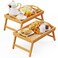 2 Pack Breakfast in Bed Tray for Eating, 16.92 x 12.6 Inch Bed Table Tray with Folding Legs &amp; Handles, Bamboo Food Lap Trays Fits for Adult Kids Eating/TV/Surgery Recovery by Easoger. Set of 2