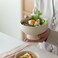 WENSHUO High-foot Deep Fruit Bowl, Ceramic Pedestal Decorative Bowl, Round Bowl for Salad, H3.38 &times; D5.5 Small Size, Matte Cr&egrave;me
