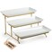 LAUCHUH Large 3 Tier Serving Stand Tiered Serving Trays Collapsible Sturdier Rack with 3 Porcelain Serving Platters for Fruit Dessert Presentation Valentine's Day Christmas Party Display Set, 14 Inch