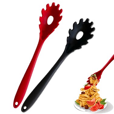 Silicone Pasta Fork, 2Pcs Spaghetti Spoon Pasta Fork High Heat Resistant 480&deg;F Hygienic Spaghetti Server Food Grade Pasta Spoon BPA Free Noodle Spoon
