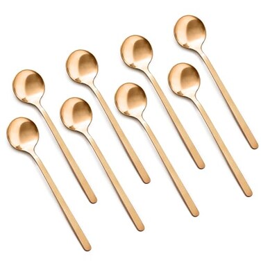 8Pcs Gold Coffee Spoons - 5.25" Gold Espresso Spoons Mini Gold Spoons for Coffee Gold Teaspoons Gold Stirring Spoons for Coffee Gold Dessert Spoons - Small Gold Spoons Mini Spoon Gold Tea Spoons