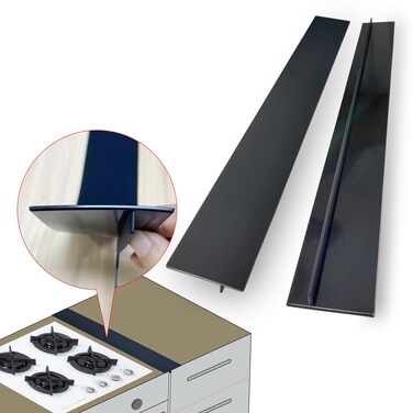 Donpearl Black Stove Gap Covers (2 Pack), Silicone Gap Filler for Stove and Counter, Oven Edge Side Gap Guards, Kitchen Range Crumb Catcher Strips between Stovetop and Countertop (21 inch Black)