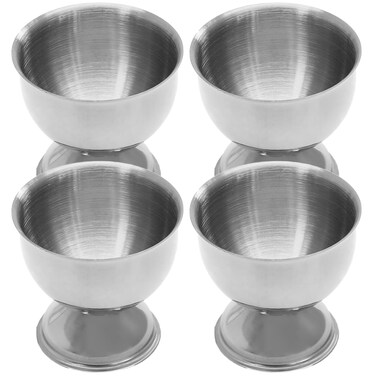 Bonsicoky 4 Pcs Silver Egg Cups - Stainless Steel Egg Holder - Egg Tray Kitchen Tool for Soft &amp; Hard Boiled Eggs