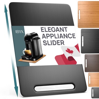 Ibyx Elegant Sliding Tray for Your Coffee Maker &amp; Heavy Kitchen Appliances - Sturdy, Slides Easily from Under The Cabinet (Black, Medium - Long (9.5&rdquo; X 14&rdquo;))