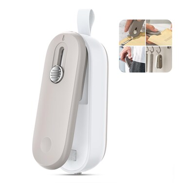 ODSD Bag Sealer, 2 in 1 Mini Bag Sealer Heat Seal and Cutter with Lanyard, Portable Handheld Chip Bag Sealer Heat Sealer for Snacks Candies Plastic Bag Food Storage (Batteries Included)