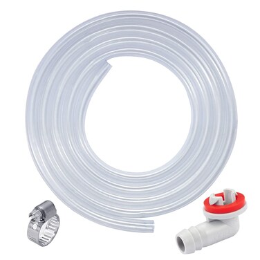 LitKiwi Improved Window Air Conditioner Drain Kit,AC Drain Hose Elbow Fitting(3/5-Inches) &amp; 6Feet Improved Clear Vinyl Tube for Universal Mini-Split AC Unit &amp; Window Air Conditioning Unit