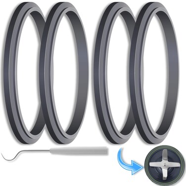 Blender Gasket Replacement 4 Pcs with 1 x Crochet Hook for Nutribullet Gasket Replacement for Nutribullet Replacement Parts for Nutribullet Blender 600W and for Nutribullet Pro 900W