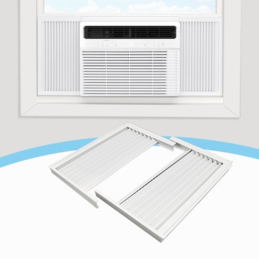 Air Jade Window Air Conditioner Side Panels with Frame, Window AC Side Panel Set for 10,000 Btu Units, Room Air Conditioner Accordion Filler Curtain Replacement Kit