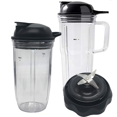 Replacement Easy Twist Extractor Blade with Personal jar (24 oz) handle cup and lid,Compatible with NutriBullet Combo BlenderZNBF30400Z/ZNBF30500Z/NBF50400 (5, 1x24oz cup with handle +1x24oz cup)