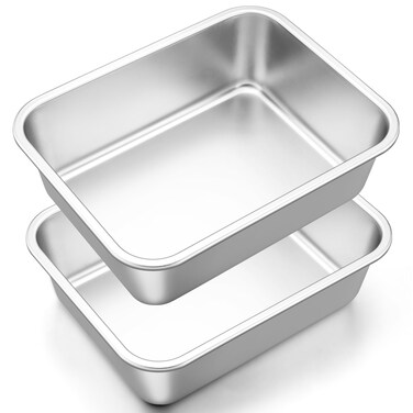 Onader 12&frac34; x 10 Inch Deep Lasagna Baking Pans Set of 2 Stainless Steel Rectangle Cake Pan