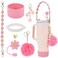 Stanley Cup Accessories Set Including 1 Pcs Water Bottle Handle Strap, 1 Pcs Siliocne Stanley Cup Boot, 1 Pcs Siliocne Straw Cover, 2 Pcs Stanley Charms for Stanley Cup 40oz &amp; 30oz Tumbler (Pink)&hellip;