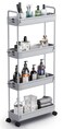 SOLEJAZZ Slim Storage Cart, 4 Tier Bathroom Organizer Mobile Shelving Unit, Rolling Utility Cart Slide Out Organizer for Kitchen, Bathroom, Laundry, Narrow Places, Gray