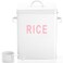 Youeon 10 Lbs Metal Rice Storage Container, Square Rice Canister with Lid and Measuring Scoop, Countertop Sealed Food Storage Container for Cereal, Beans, Pet Food, White