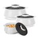 Milton Casserole for Hot Food, Double Walled Insulated Inner Stainless Steel Hot Pot with Lid, Serving box for Food and Roti, Serving Bowl, Set of 3 (Size 62, 45, 28 oz) Venice, Micro White