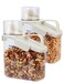 Besmall Cereal Containers Storage Airtight Large Dry Food Storage Containers with Pouring Spout, Measuring Cup for Flour Grain Dispenser, (2pcs) White-1.6L / 54oz /1.45qt