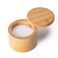 Husfunov Bamboo Salt Cellar, Salt Box with Magnetic Swivel Lid, Round Salt Container for Storing Salt Pepper Sugar Herbs,6 Ounce Capacity