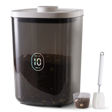LivLab 25 lbs Rice Dispenser,10.5 Qt/10 L/22-25 lbs Rice Container Storage with Measuring Cup &amp; Brush Food Cereal Container Bins Household for Kitchen Pantry Organization (AY-10KG-GREY)