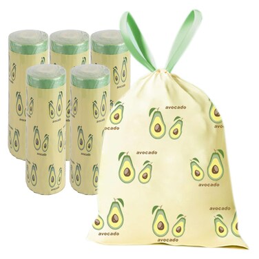 75 Counts 4 Gallon Trash Bags - 1.1 Mil Thick Drawstring small trash Bags for Bathroom, Kitchen, Bedroom, Office Toilet Home (Green-Yellow, 75Counts)