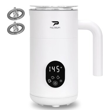 Milk Frother, Electric Milk Frother and Steamer 4 in 1 Automatic Coffee Steamer Frother, 11.8OZ / 350ML Warm and Cold Foam Frother For Coffee,Latte, Cappuccino, Macchiato, Hot Chocolate, White