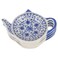 VOSAREA 4pcs Teapot Shaped Tea Bag Holder, Porcelain Tea Bag Coasters Seasoning Dish Spoon Rests Saucer Snack Plate for Chips Tea Plates Sauce Dessert Blue