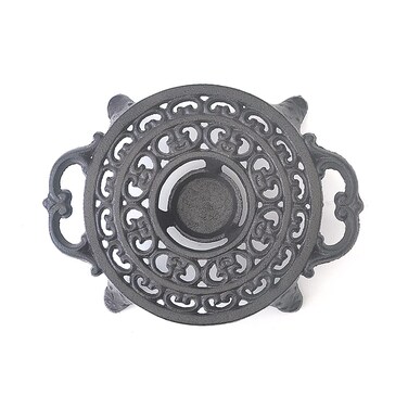 IWADECKY Heavy Duty Cast Iron Teapot Dish Warmer Stable Holder for Tealight Stand   Tealight Warmer Decorative Stove for Villa Yard Balcony（Round）