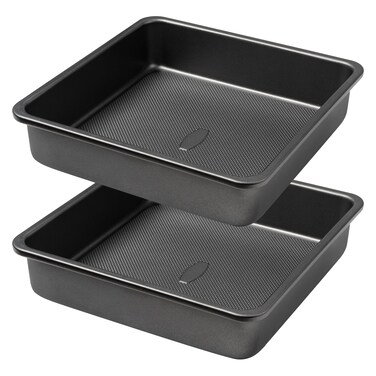 Square Cake Pan, Nonstick Baking Pan for Bread or Brownie, 9x9 Inch Bakeware with Diamond Texture Pattern, Set of 2