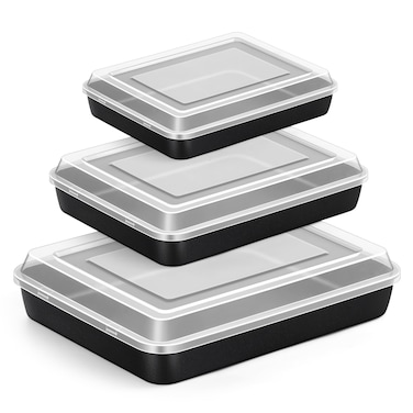 TeamFar Lasagna Pan, 12.5/10.5/9.4 Inch Baking Pans with Lids Set of 3, Rectangle Cake Pans for Baking Roasting, Stainless Steel Core &amp; Non-Stick, Non-Toxic &amp; Easy Clean, (3 Pans + 3 Covers)