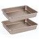 Barlket Nonstick Rectangle Cake Pan, 9x11 Inch Baking Pan, Deep Lasagna Pan, Bread Pan Toaster Oven Tray Bakeware, Heavy Duty Baking Sheet Pans, 11x9x2 Inch, Pack of 2, Gold, Easy Release