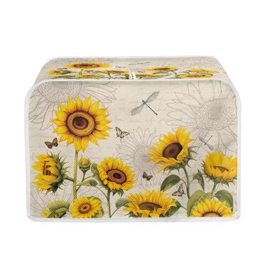 Talayituse Sunflower Dragonfly Butterfly 4 Slice Toaster Dust Covers Kitchen Small Appliance Cover, Thanksgiving Stain Resistant Dust Protection Bread Machine Cover with Top Handle