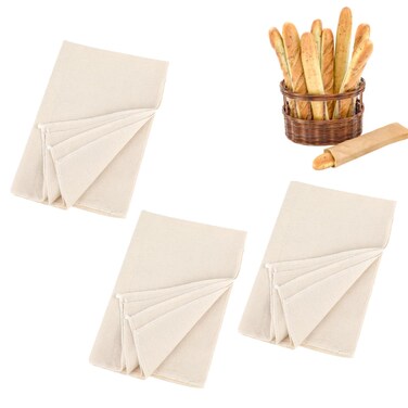 Pcmursal 3Pcs Linen Cloth for Bread Baking 14x18 Inches Tea Towels for Baking Sourdough Bread Proofing Towel Pastry Cloth for Dough, Baguettes, Loaves, Pastry, Homemade Bread