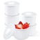 Yedio 8 oz Ramekins with Lids Oven Safe, Porcelain Creme Brulee Souffle Dishes with Covers for Baking, White Custard Cups Stackable, Set of 6