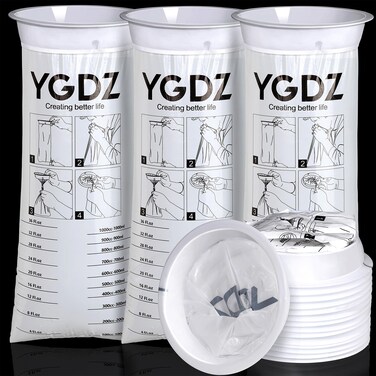 YGDZ Vomit Bags, 15 Pack Vomit Bags Disposable, 1000ml Barf Bags, Leak Resistant Throw Up, Portable Emesis Bags Puke Nausea Bags for Travel Motion Sickness, Car &amp; Aircraft, Taxi, Kids, Women, White