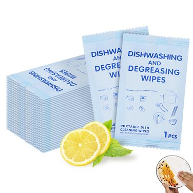 Hipruict Portable Cleaning Wipes,set of 100 Disposable Dish Wipes,individually Wrapped, Quick Cleaning Dishes, Traveling Dish Wipe is Easy to Carry for Travel Camping to Work Family &amp;hellip;