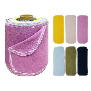 BreodyEco Reusable Toilet Paper - 30 Pcs Washable Bidet Towels Cloth Wipes -2 Sided Flannel Absorbent Colored Paperless Toilet Paper Towels Roll