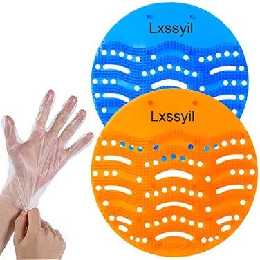 Urinal Deodorizer Screens 50 Pack Anti-Splash Urinal Screen Urinal Deodorizer Odor Freshener for Public Restrooms Restaurants Cafes Bars Schools Fits Wet &amp; Dry Urinals(25pcs Blue+25pcs Orange)